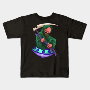 Death Space Alien Skeleton Grim Reaper Kids T-Shirt